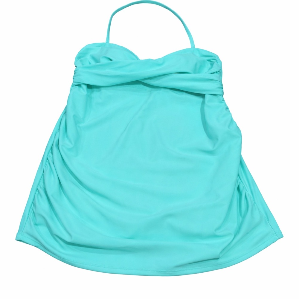 Liz Lange Maternity Aqua Twist Bandeau Halter Tankini Top Large EUC - Picture 3 of 10
